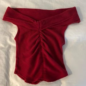 Free People Off the Shoulder Red Sweater Top Size Small
